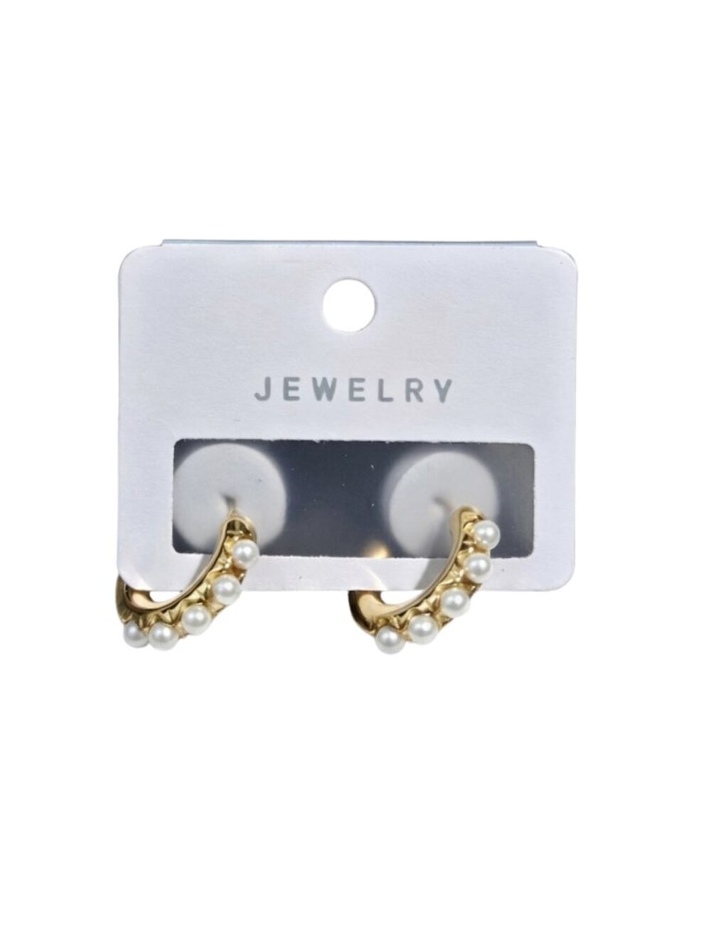 3/$20 NWT | Gold Polished Pearl Accented C-Hoop Earrings Modern Classic